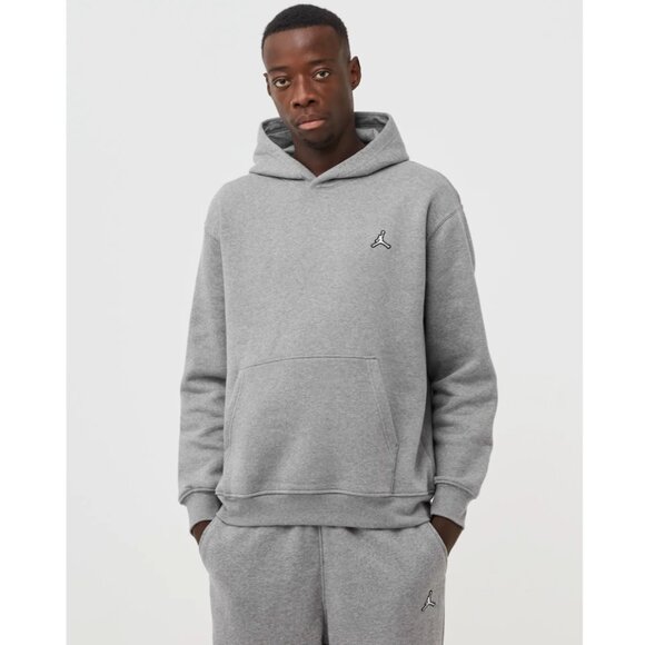 Jordan Jumpman Brooklyn Essentials Mens Fleece Pullover Hoodie Heather Gray - Picture 13 of 15